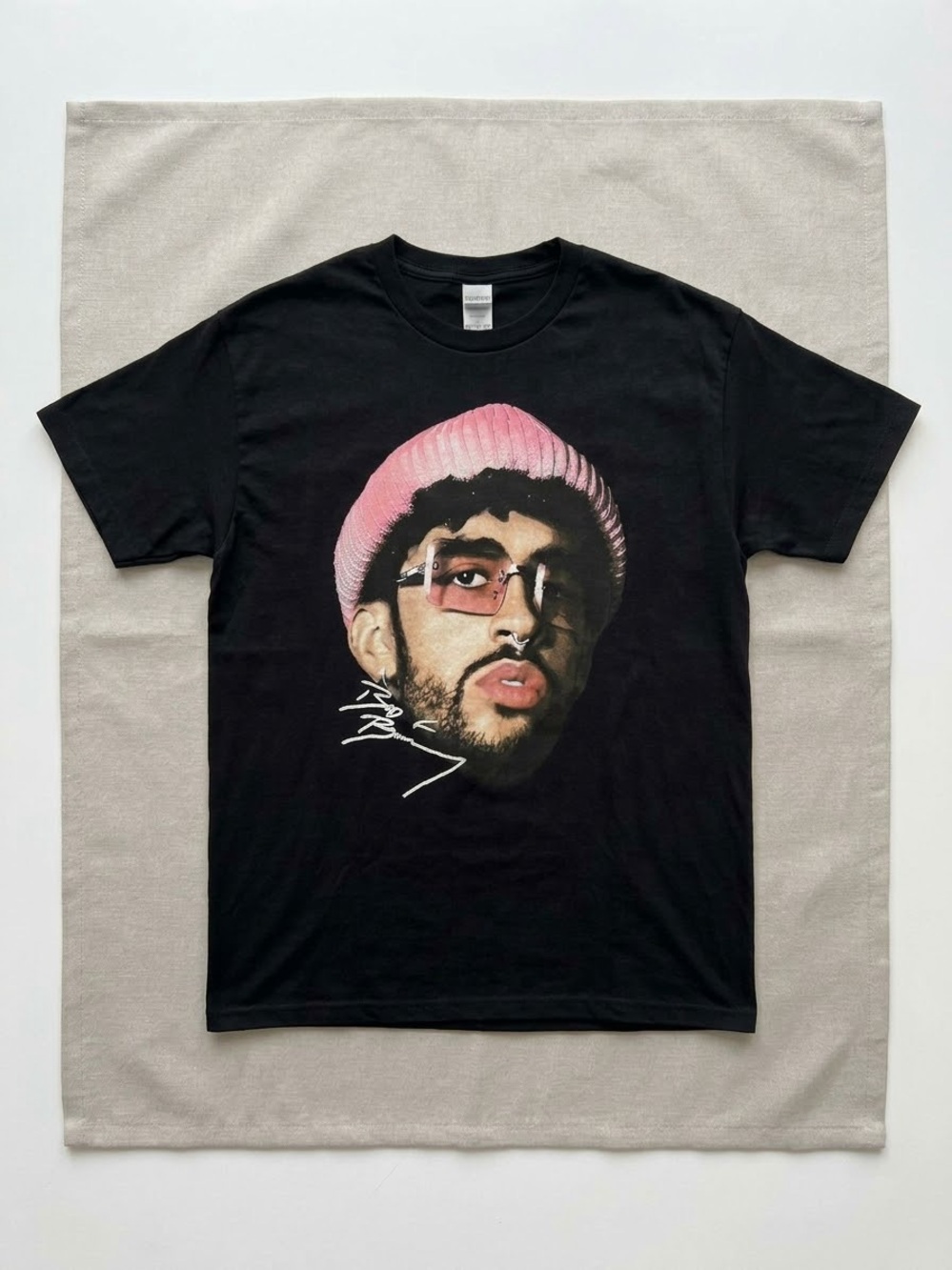 Bad Bunny Pink Beanie Graphic Tee - Unisex / Oversized Fit